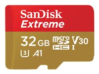 SanDisk Extreme - Flash-minneskort - 32 GB - A1 / Video Class V30 / UHS-I U3 / Class10 - microSDHC UHS-I SDSQXAF-032G-GN6GN