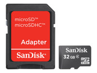 SanDisk - Flash-minneskort (adapter, microSDHC till SD inkluderad) - 32 GB - Class 4 - microSDHC - svart SDSDQB-032G-B35