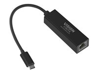 Vision TC-USBCETH/BL - Nätverksadapter - USB-C 3.1 - Gigabit Ethernet x 1 - svart TC-USBCETH/BL