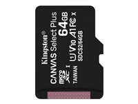 Kingston Canvas Select Plus - Flash-minneskort - 64 GB - A1 / Video Class V10 / UHS Class 1 / Class10 - mikroSDXC UHS-I SDCS2/64GBSP