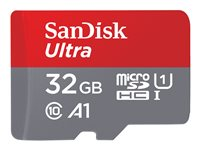 SanDisk Ultra - Flash-minneskort (adapter, microSDHC till SD inkluderad) - 32 GB - A1 / UHS-I U1 / Class10 - microSDHC UHS-I SDSQUA4-032G-GN6IA