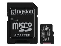 Kingston Canvas Select Plus - Flash-minneskort (microSDXC till SD-adapter inkluderad) - 128 GB - A1 / Video Class V10 / UHS Class 1 / Class10 - mikroSDXC UHS-I SDCS2/128GB