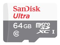 SanDisk Ultra - Flash-minneskort (adapter, microSDHC till SD inkluderad) - 64 GB - Class 10 - mikroSDXC UHS-I SDSQUNR-064G-GN3MA