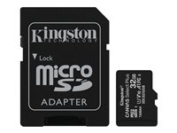 Kingston Canvas Select Plus - Flash-minneskort (adapter, microSDHC till SD inkluderad) - 32 GB - A1 / Video Class V10 / UHS Class 1 / Class10 - microSDHC UHS-I (paket om 2) SDCS2/32GB-2P1A
